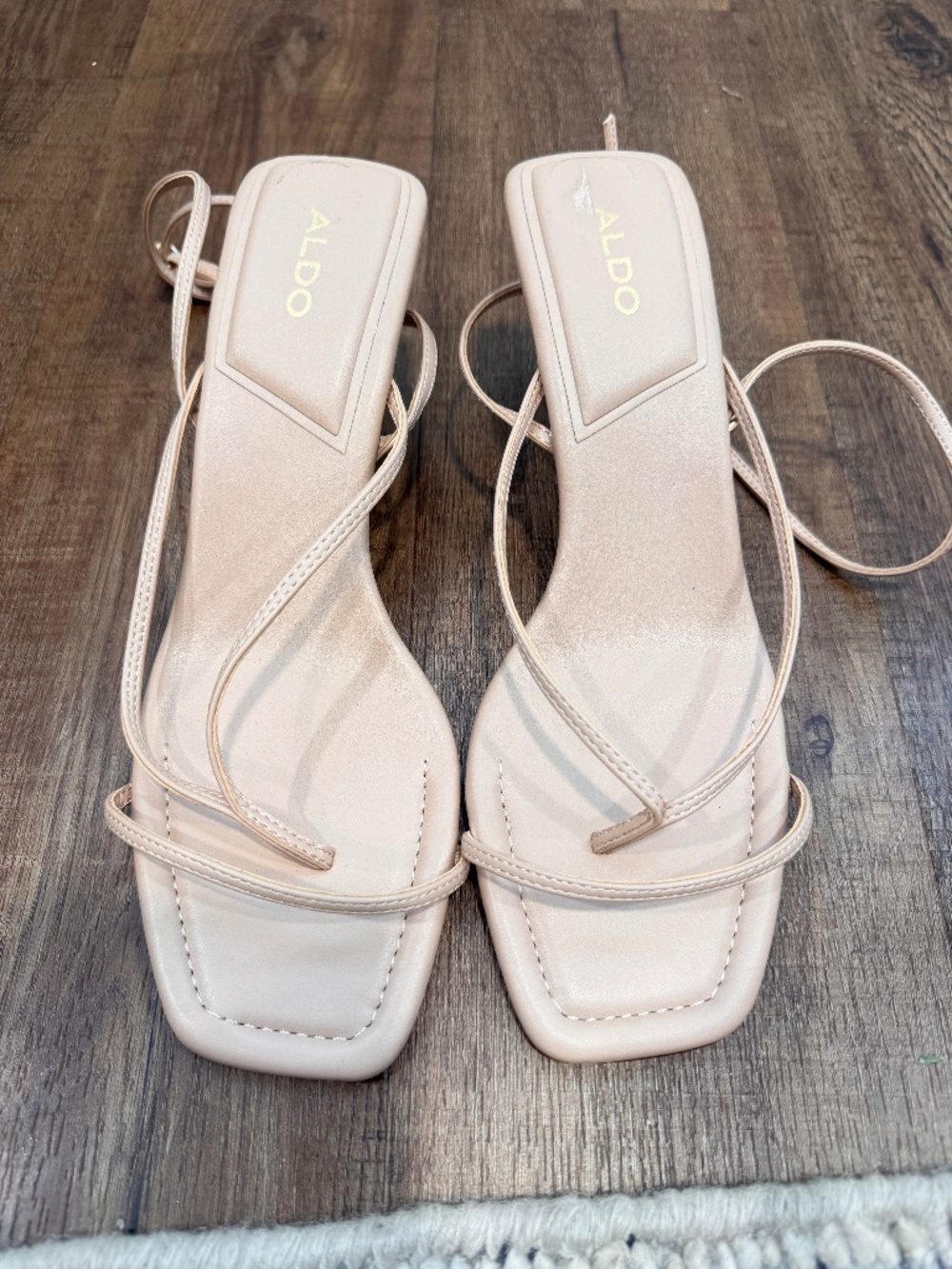 ALDO Blush Nude Strappy Square-Toe Heels